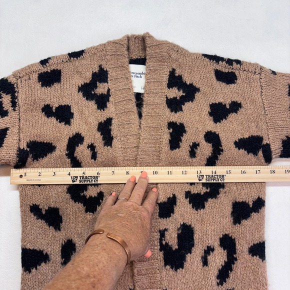 Abercrombie Fitch Leopard Print‎ Open Front Knit Cardigan Sweater Women's XS - Picture 5 of 8